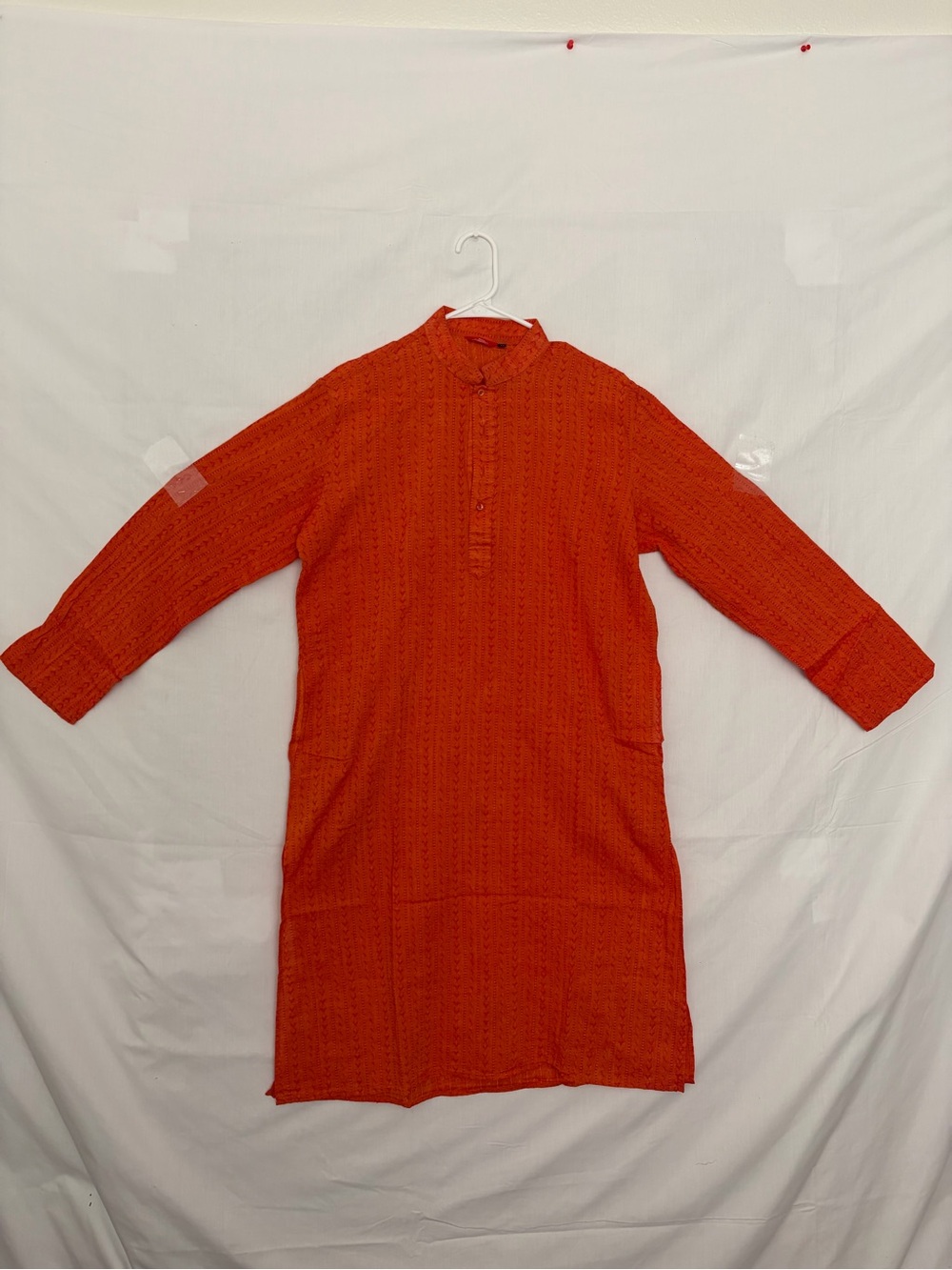 Ajay Arvindbhai Khatri Mens Kurta Shirt Size 40 Orange Chikankari Tunic(A908)